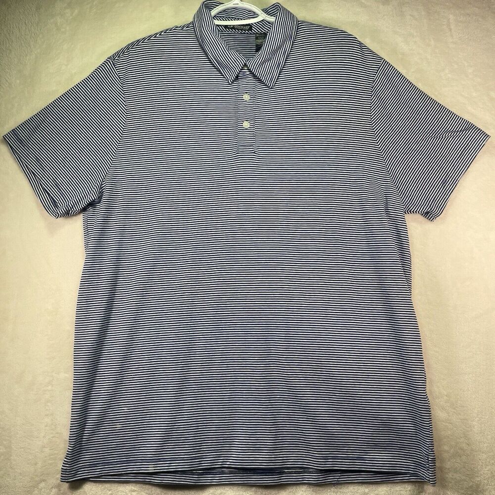 Dockers Polo Shirt Short Sleeve  Blue/White Striped Men's Size Large